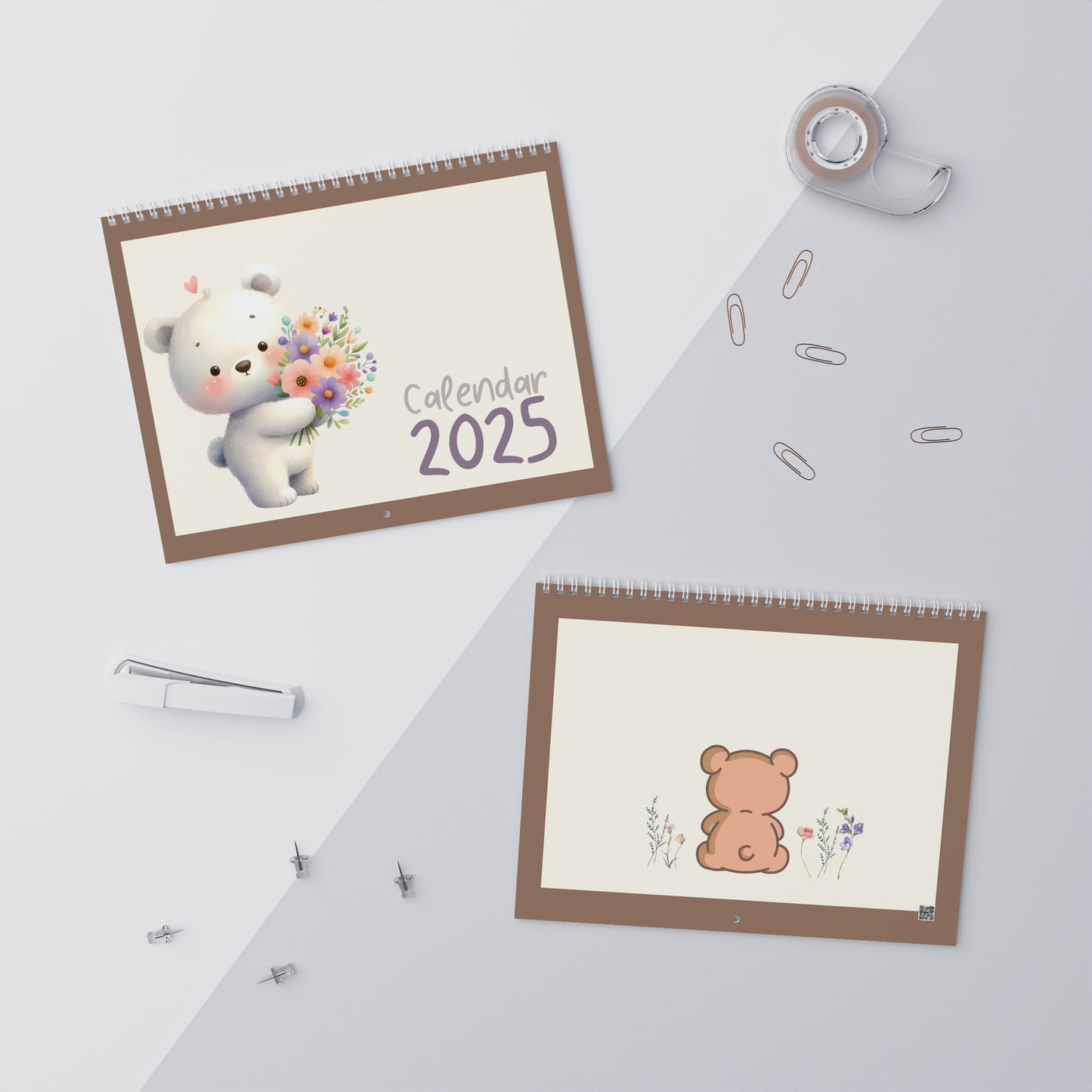 2025 Wall Calendar, Cute Bear Calendar, Gift for Teddy Bear Lovers