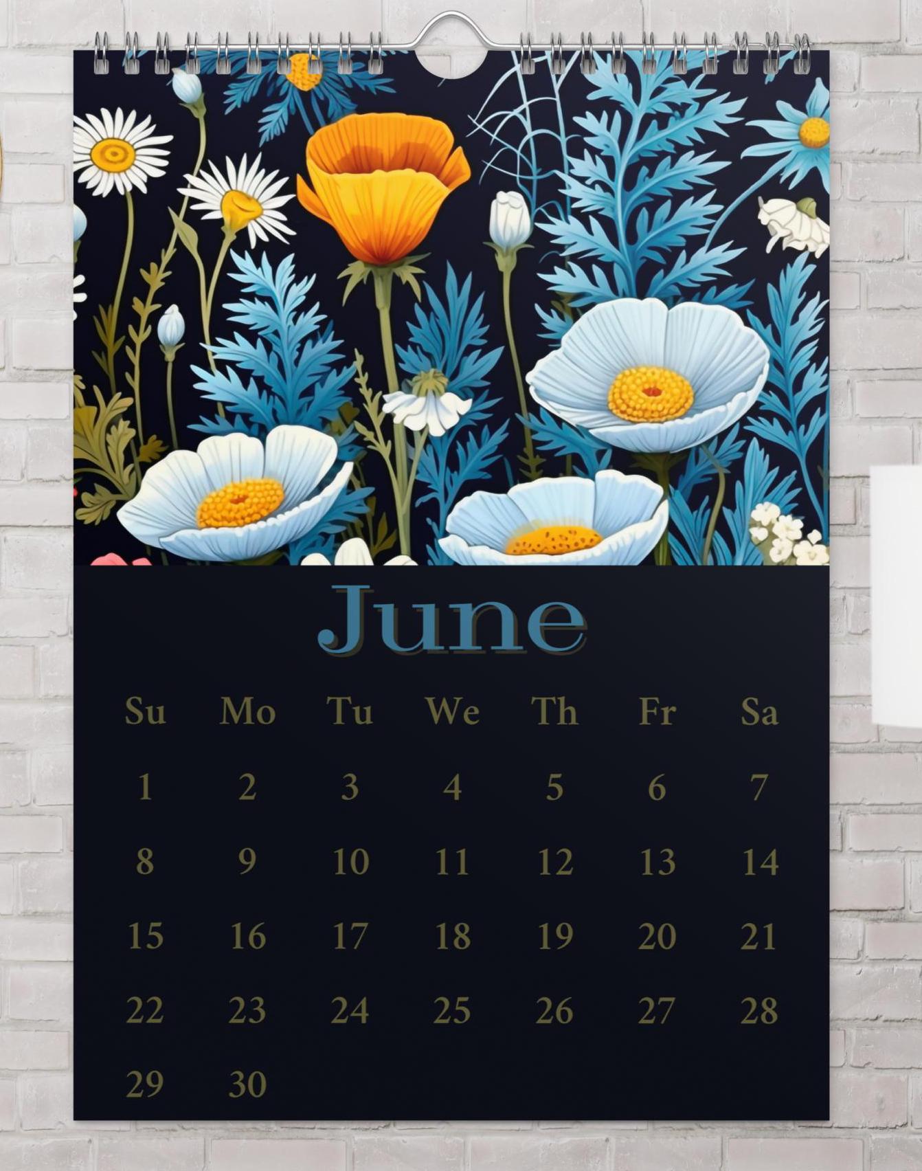 2025 Wall Calendar, Wild Flower Calendar, Flowers in Bloom Planner, Monthly Calendar, Gift for Her