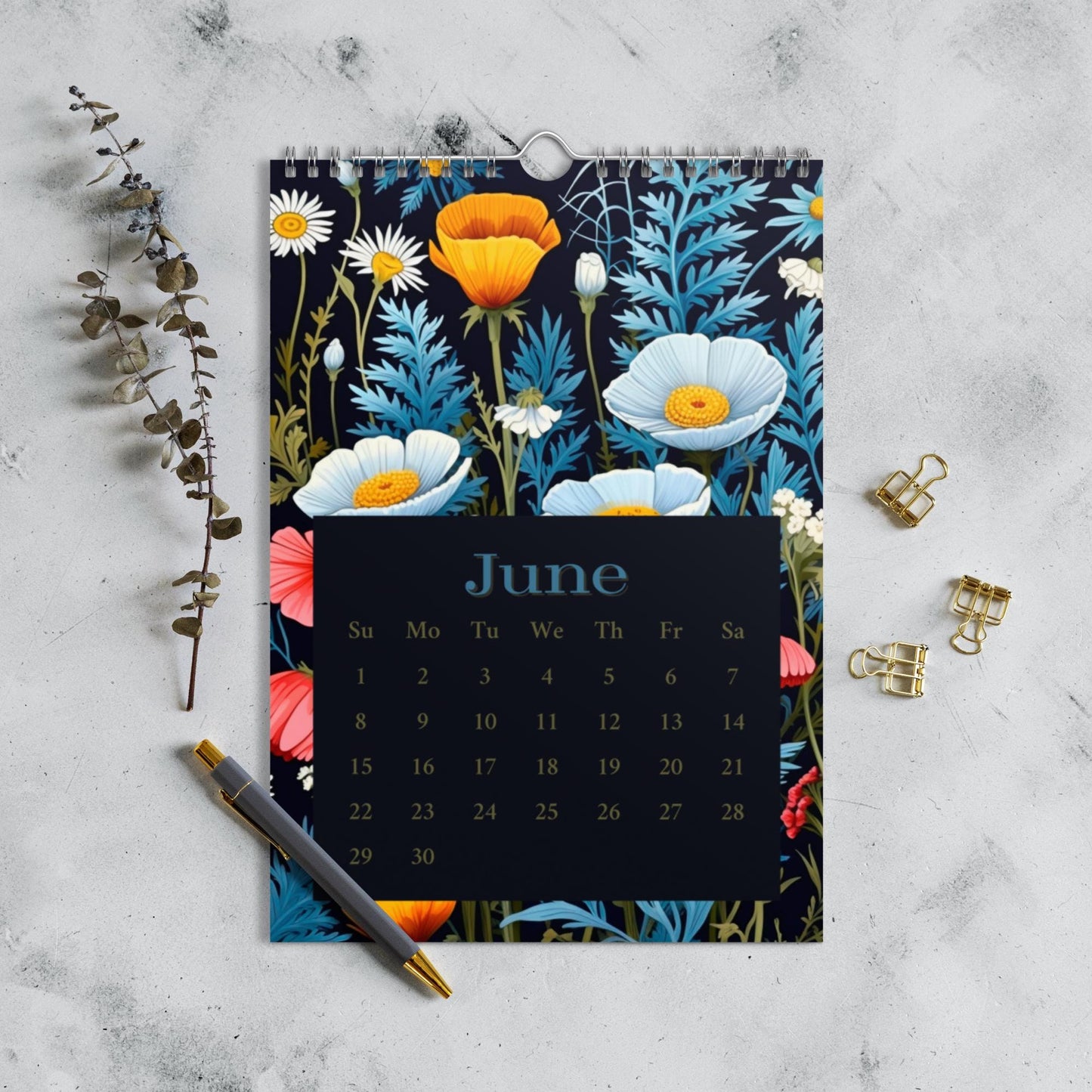 Cute 2025 Calendar, Wildflower Planner, Wildflower Bloom Calendar, Monthly Calendar, Illustrated 12 Month Calendar, Gift for Her