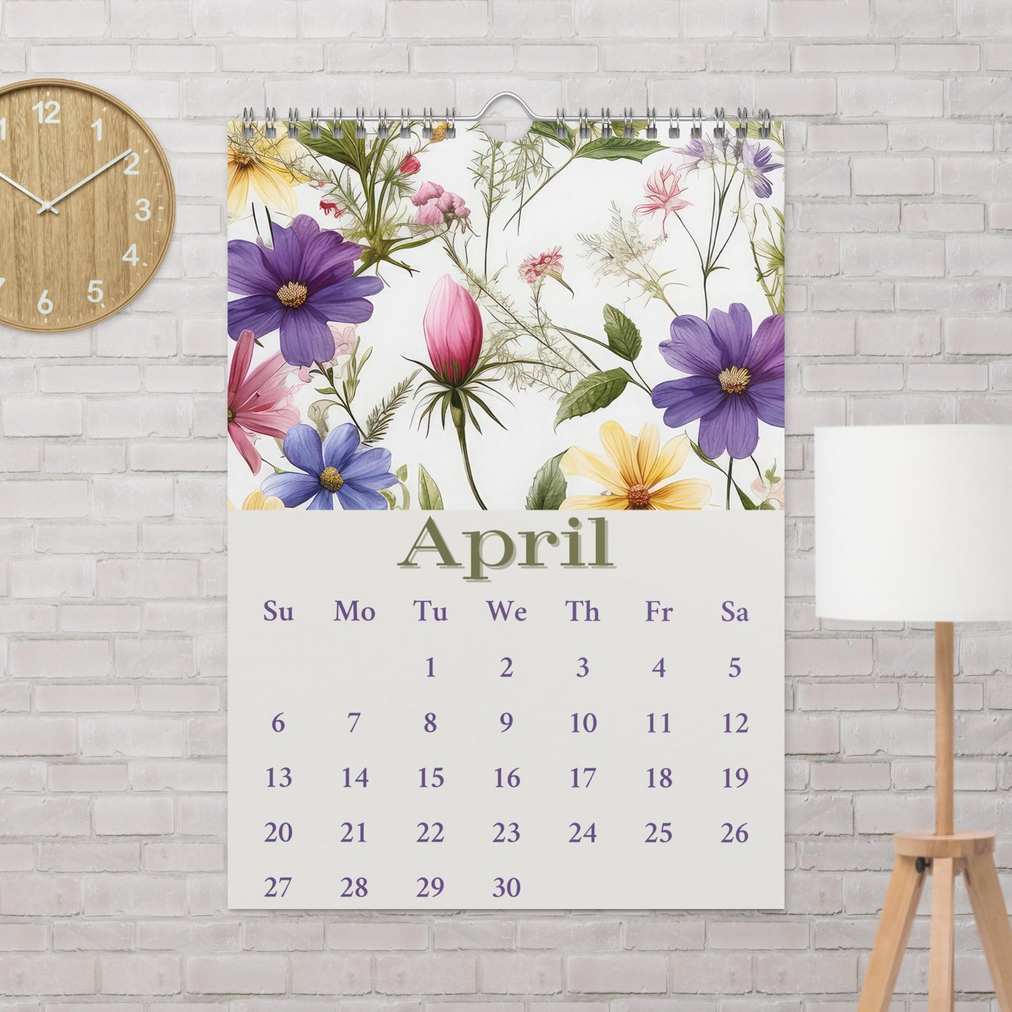 2025 Wall Calendar, Wild Flower Calendar, Flowers in Bloom Planner, Monthly Calendar, Gift for Her